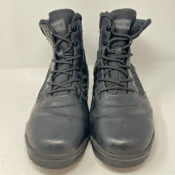 Tact Squad Sentry 6" Side Zip Boots Mens 10 Black Leather Safety Comfort Work - Picture 2 of 7